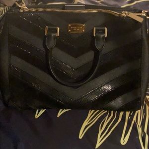 Black glitter suede sequin MK satchel